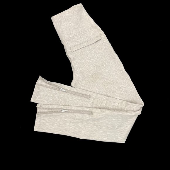 Athleta Delancey Textured moto tight Pant Legging Womens XXS Beige Zip Ankle - Picture 5 of 6